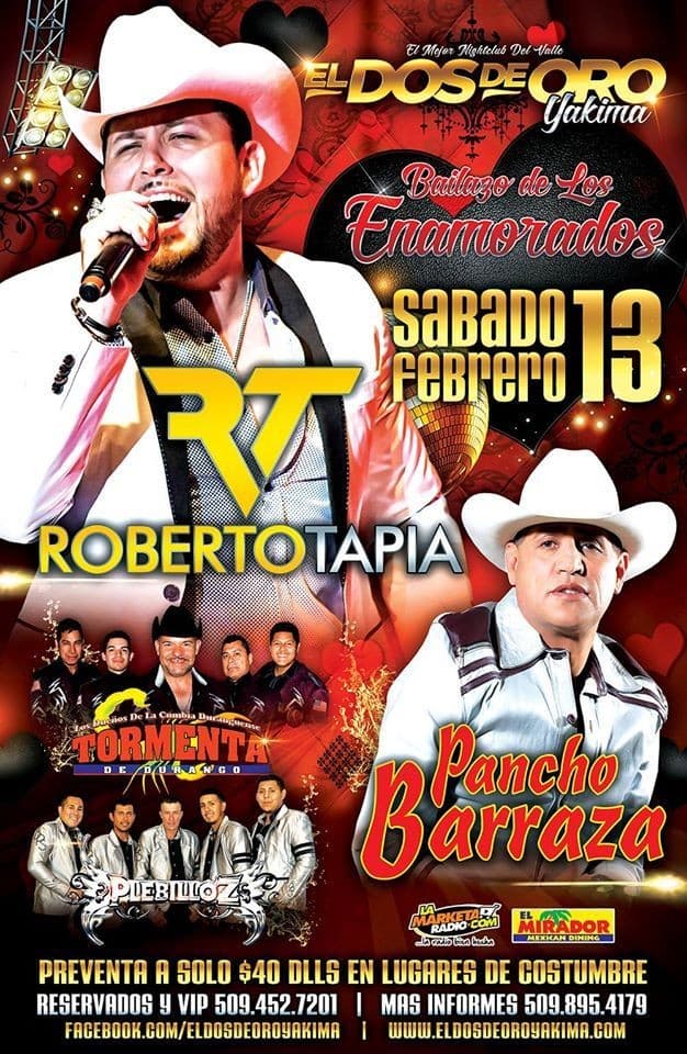 Event - Roberto Tapia y Pancho Barraza en Yakima Washington - Yakima, Washington - February 13, 2016 | concert tickets