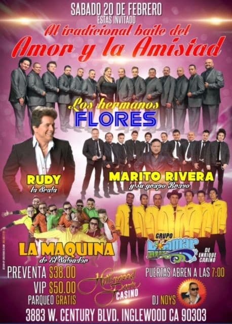 Event - Marito Rivera, Rudy La Scala, Los Hermanos Flores, Grupo Miramar y La Maquina del Salvador en Inglewood - Inglewood, California - February 20, 2016 | concert tickets