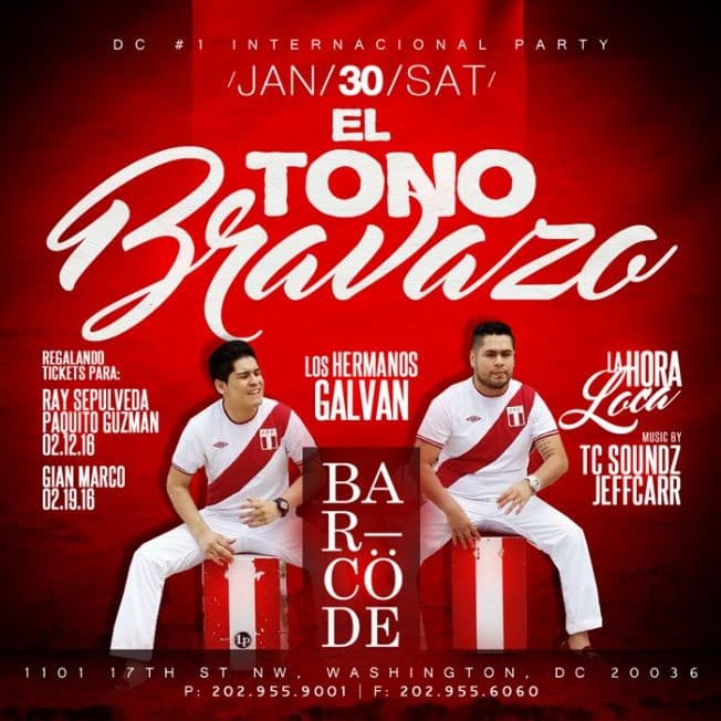 Event - El Tono Bravazo Peruano en Washington DC - Washington, District Of Columbia - January 30, 2016 | concert tickets