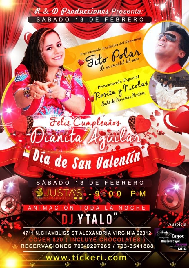 Event - FELIZ CUMPLEAÑOS DIANITA AGUILAR  /DIA DE SAN VALENTIN - Alexandria, Virginia - February 13, 2016 | concert tickets