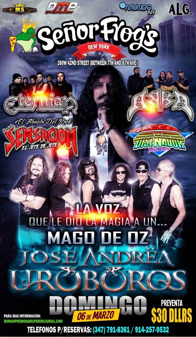 Event - Jose Andrea y Uroboros La Voz de Mago de Oz en New York - New York, New York - 6 de marzo de 2016 | concert tickets