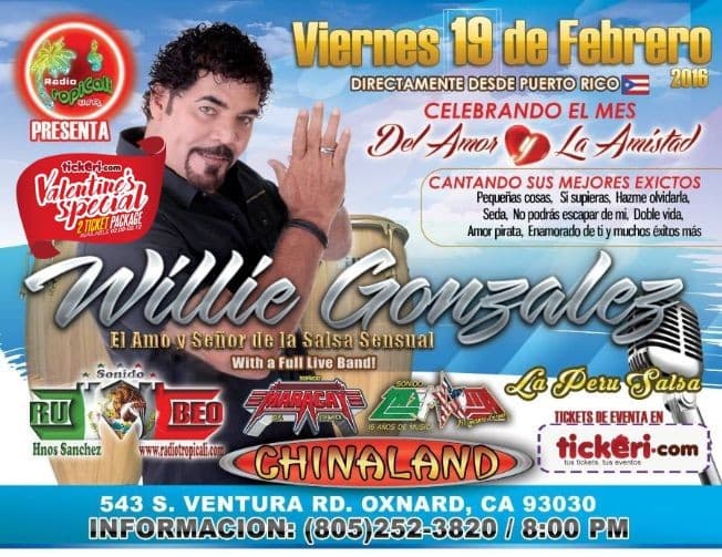Event - Willie Gonzalez en Oxnard - Oxnard, California - February 19, 2016 | concert tickets