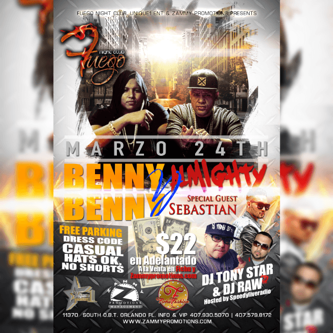 Event - "BENNY BENNY & ALMIGHTY" Live in Concert! Special Guest "JKING & MAXIMAN" - Orlando, Florida - March 24, 2016 | concert tickets