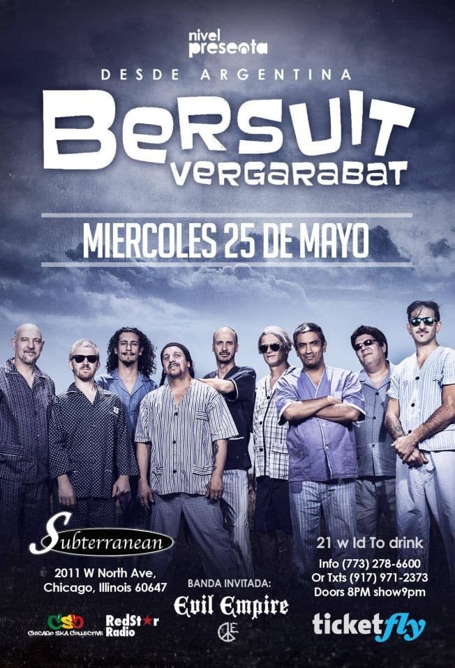 Event - Bersuit Vergarabat en Chicago - Chicago, Illinois - May 25, 2016 | concert tickets