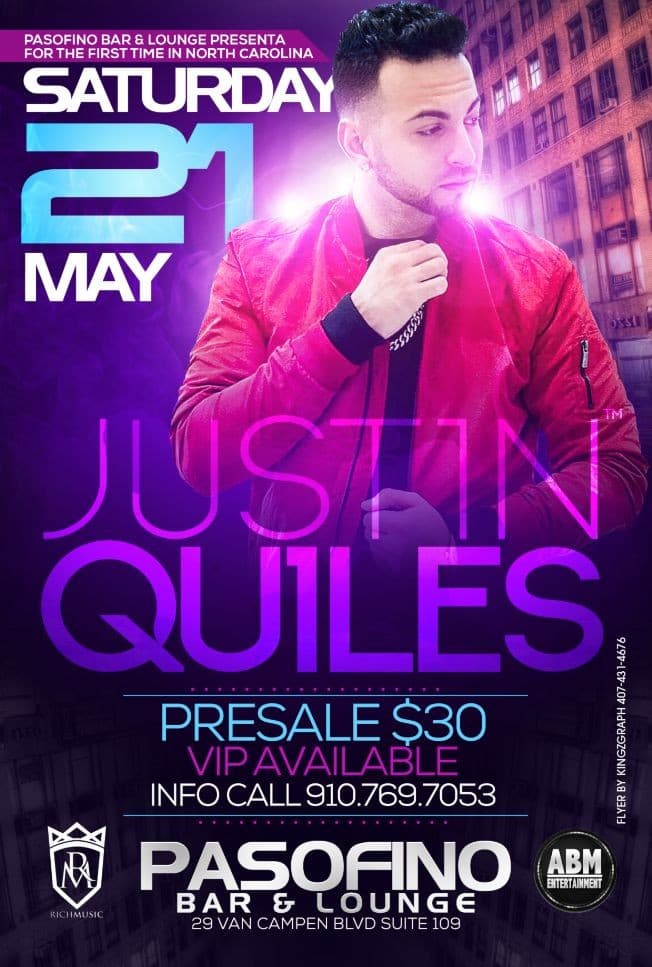 Event - Justin quiles concert in pasofino Bar and Lounge - Wilmington, North Carolina - May 21, 2016 | concert tickets