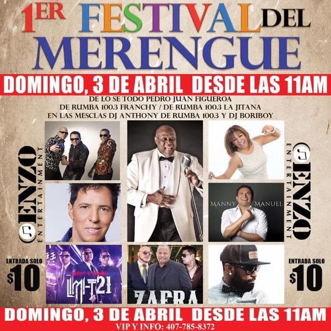 Event - Festival Del Merengue En Central Florida - Orlando, Florida - April 3, 2016 | concert tickets