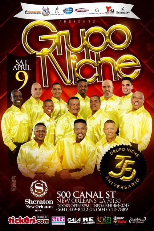 Event - LATIN SALSA NIGHT with GRUPO NICHE, CELEBRATING THIER 35 YR ANNIVERSARY - New Orleans, Louisiana - 9 de abril de 2016 | concert tickets