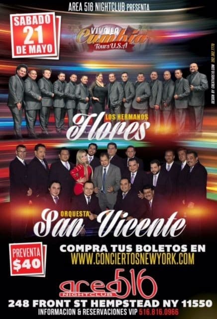 Event - Los hermanos Flores & Orquesta San Vicente en Hempstead,NY - Hempstead, New York - May 21, 2016 | concert tickets