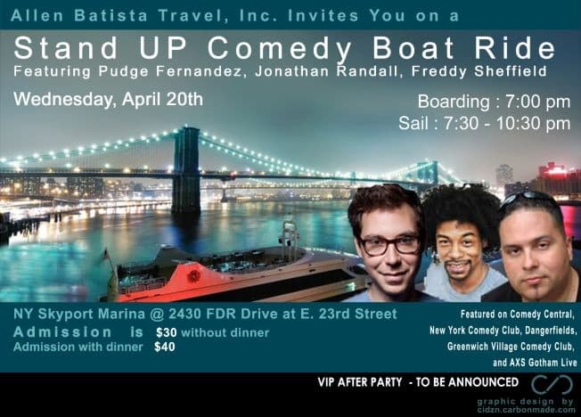 Event - Stand Up Comedy Boat Ride At Skyport Marina - New York, New York - April 20, 2016 | concert tickets