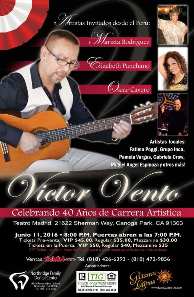 Event - Victor Vento 40 Aniversario De Vida Artística - Los Angeles, California - June 11, 2016 | concert tickets