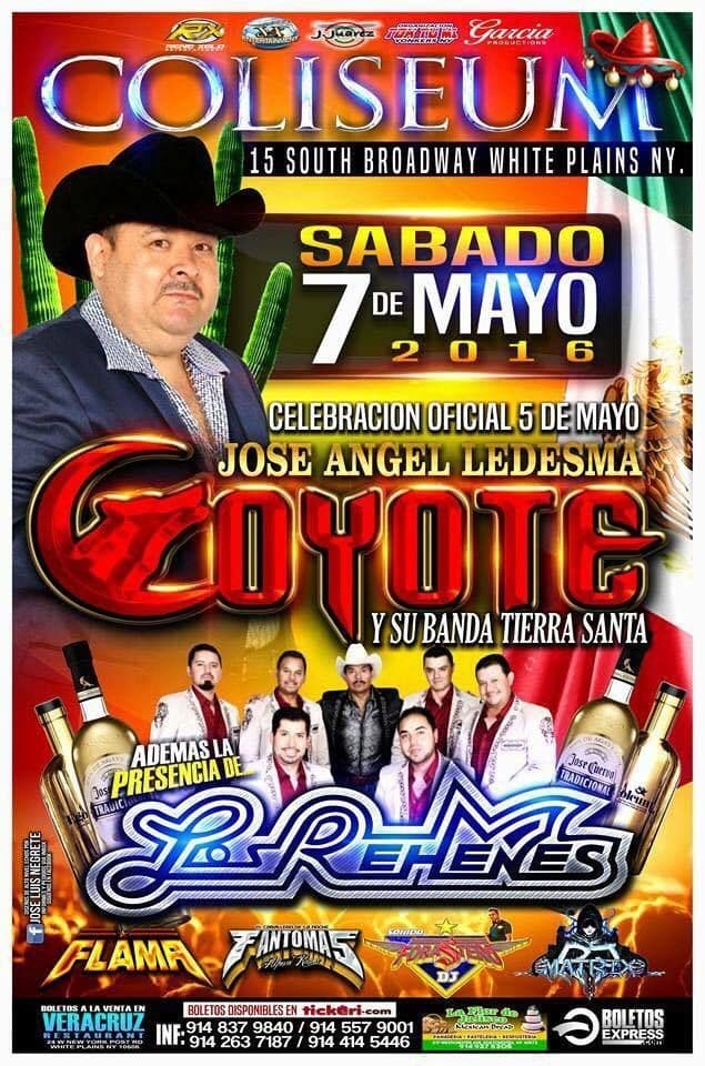 Event - El Coyote y Su Banda Tierra Santa Junto a Los Rehenes en White Plains, NY - White Plains, New York - May 7, 2016 | concert tickets