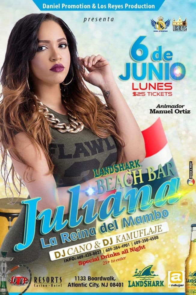Event - Juliana La Reina del Mambo en Atlantic City NJ - Atlantic City, New Jersey - June 6, 2016 | concert tickets