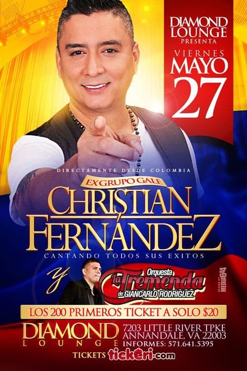 Event - Christian Fernandez Ex Grupo Gale - Annandale, Virginia - 27 de mayo de 2016 | concert tickets
