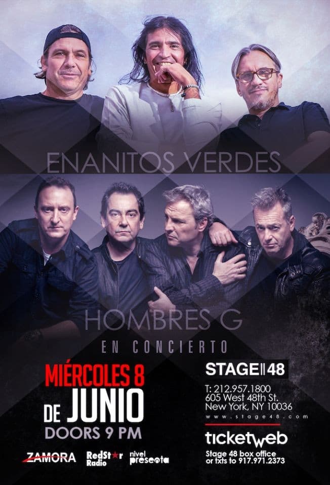 Event - Enanitos Verdes & Hombres G en New York,NY - New York, New York - 8 de junio de 2016 | concert tickets