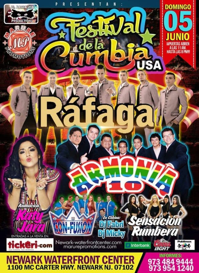 Event - Festival De La Cumbia con Armonia 10, Rafaga y mas en Newark,NJ - Newark, New Jersey - 5 de junio de 2016 | concert tickets