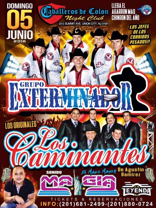 Event - Grupo Exterminador & Los Caminantes en Union City,NJ - Union City, New Jersey - June 5, 2016 | concert tickets