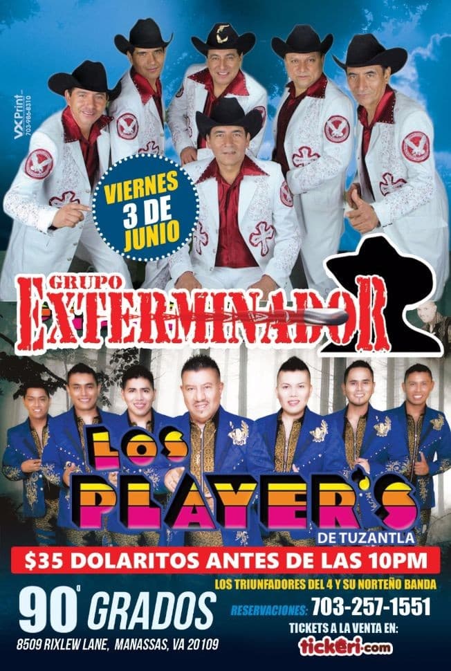 Event - Grupo Exterminador & Los Players en Manassas,VA - Manassas, Virginia - June 3, 2016 | concert tickets