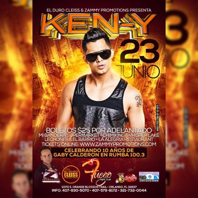 Event - "KEN-Y" En Concierto!  King of Romance Tour! Celebrando 10 Años de  "GABY CALDERON" en Rumba 100.3FM! - Orlando, Florida - June 23, 2016 | concert tickets