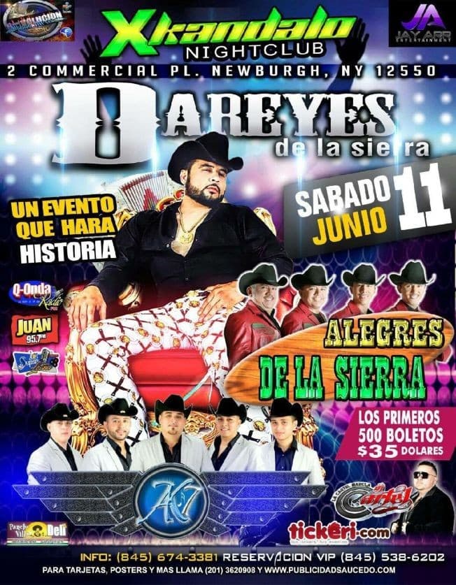 Event - Dareyes De La Sierra & Alegres De La Sierra en Newburgh,NY - Newburgh, New York - June 11, 2016 | concert tickets
