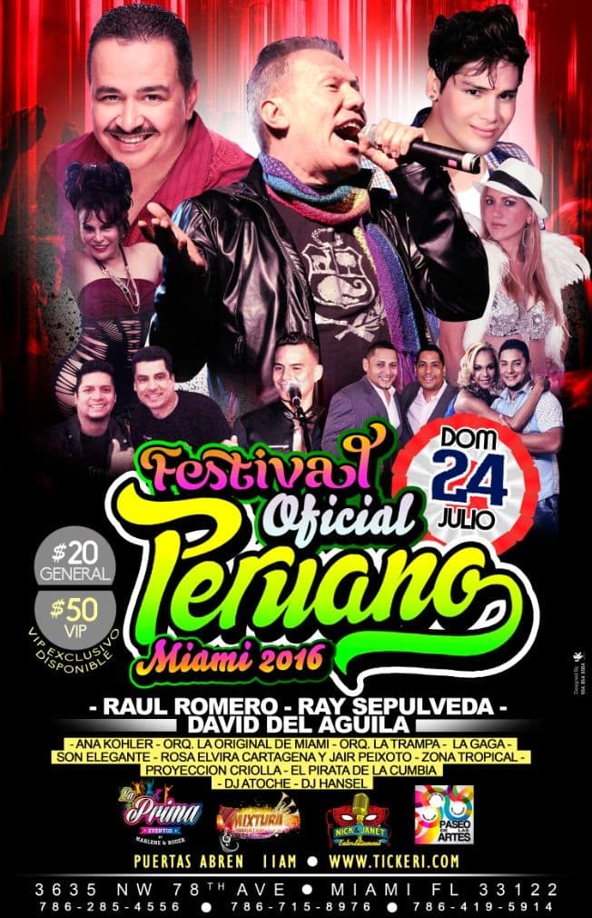 Event - Festival Oficial Peruano-Miami 2016 - Doral, Florida - July 24, 2016 | concert tickets