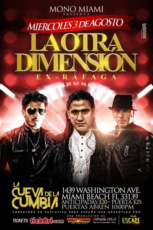 Event - La Otra Dimension Ex-Rafaga en Miami - Miami Beach, Florida - August 3, 2016 | concert tickets