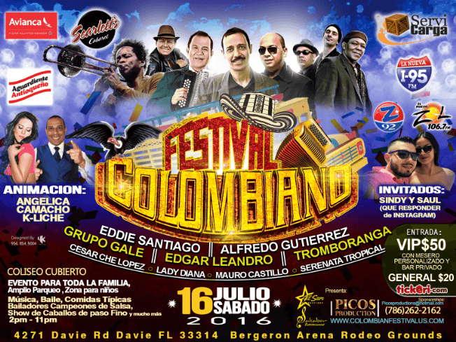 Event - Festival Colombiano en Davie,FL - Davie, Florida - July 16, 2016 | concert tickets