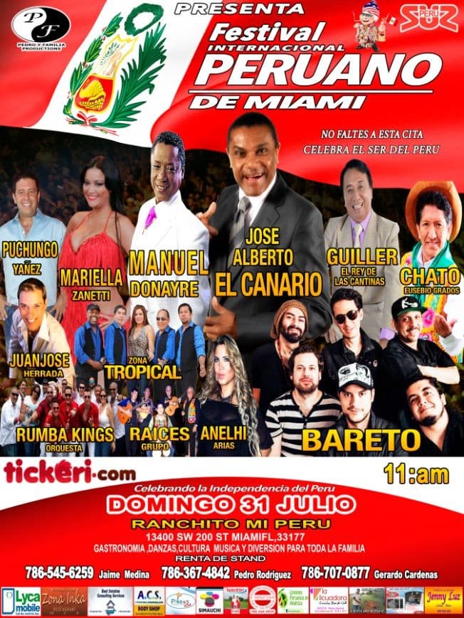 Event - Festival Internacional Peruano en Miami,FL - Miami, Florida - July 31, 2016 | concert tickets