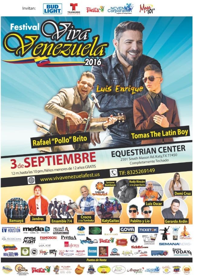 Event - Festival Viva Venezuela 2016 Houston - Katy, Texas - September 3, 2016 | concert tickets