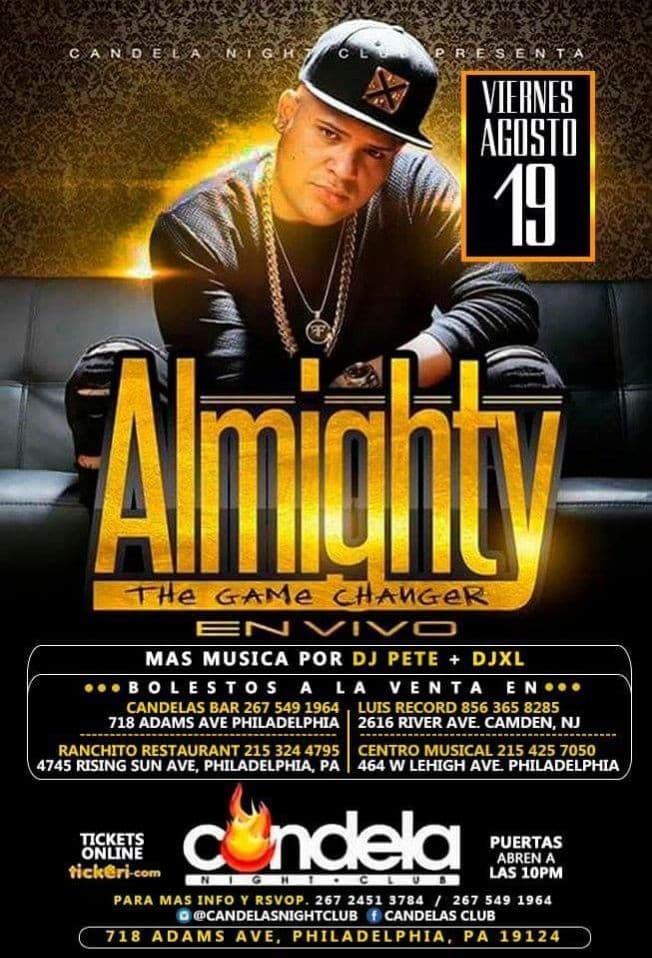 Event - Almighty' En Concierto - Philadelphia, Pennsylvania - August 19, 2016 | concert tickets