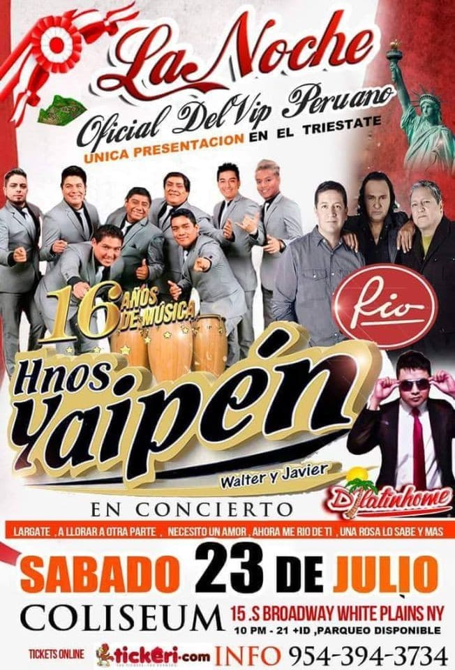 Event - Hermanos Yaipen y Grupo Rio - White Plains, New York - July 23, 2016 | concert tickets