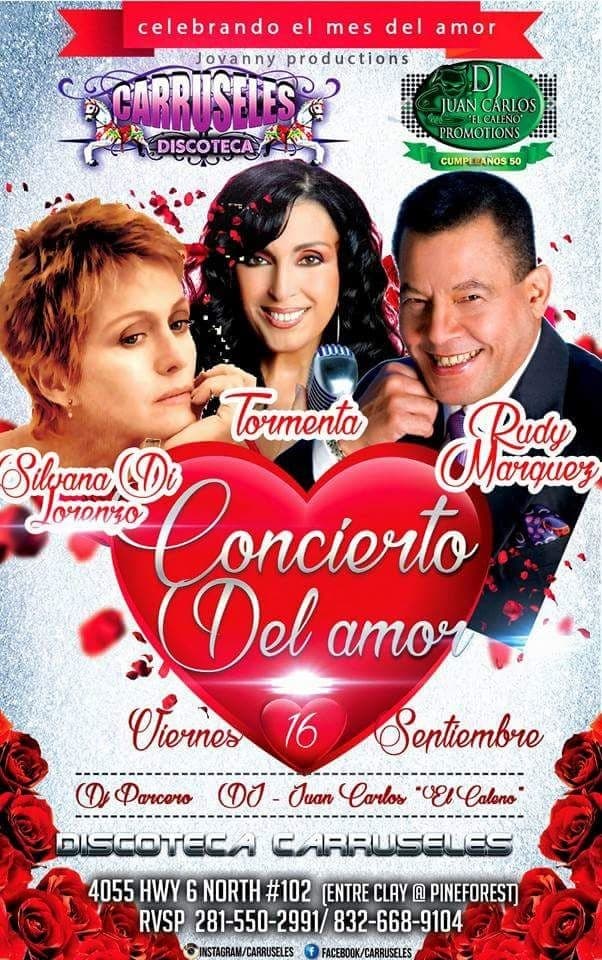 Event - Silvana Di Lorenzo, Tormenta & Rudy Marquez - Houston, Texas - September 16, 2016 | concert tickets
