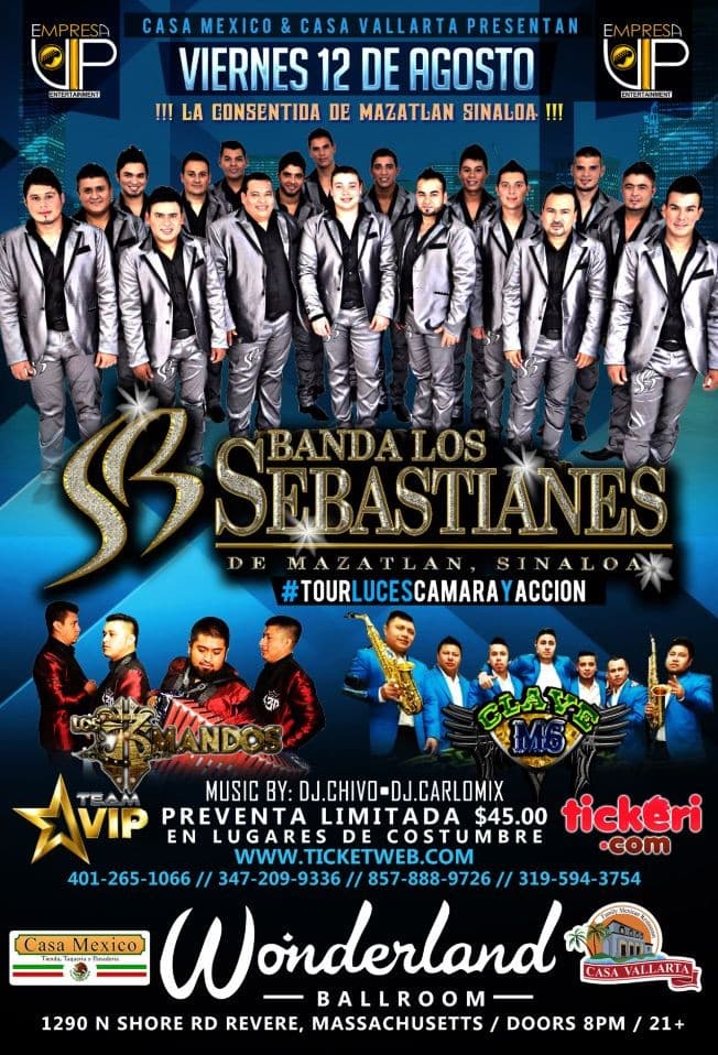 Event - Banda Los Sebastianes - Revere, Massachusetts - August 12, 2016 | concert tickets