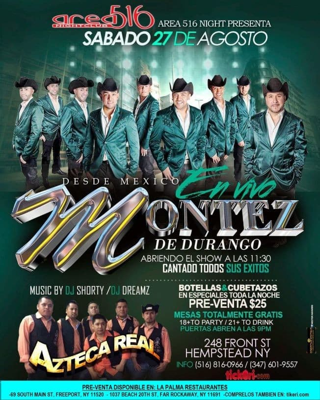 Event - Montez de Durango & Azteca Real - Hempstead, New York - August 27, 2016 | concert tickets
