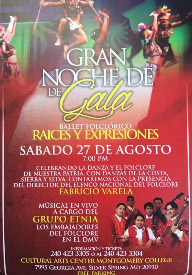 Event - Gran Noche de Gala Ballet Folclorico Raices y Expresiones - Silver Spring, Maryland - August 27, 2016 | concert tickets