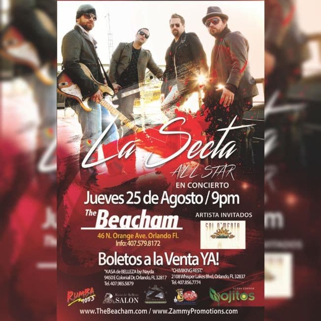 Event - "LA SECTA ALL STAR" Live in Concert!  (Artistas invitados) "Sol D' Menta" - Orlando, Florida - August 25, 2016 | concert tickets