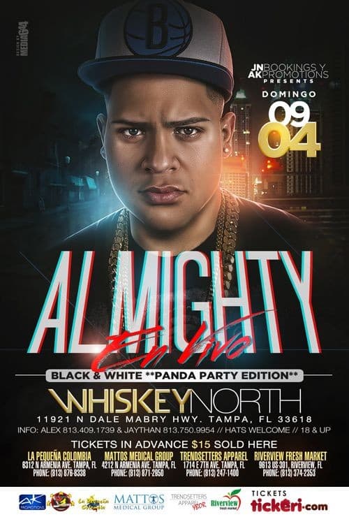 Event - Almighty "Black & White Panda Party Edition" - Tampa, Florida - 4 de septiembre de 2016 | concert tickets