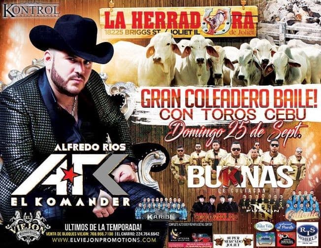 Event - EL KOMANDER Y BUKNAS DE CULIACAN - Joliet, Illinois - September 25, 2016 | concert tickets