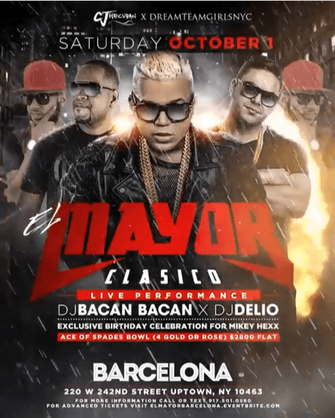 Event - El Mayor Live At Barcelona Bites - BRONX, New York - October 1, 2016 | concert tickets