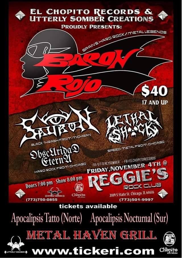 Event - Baron Rojo en concierto - Chicago, Illinois - November 4, 2016 | concert tickets