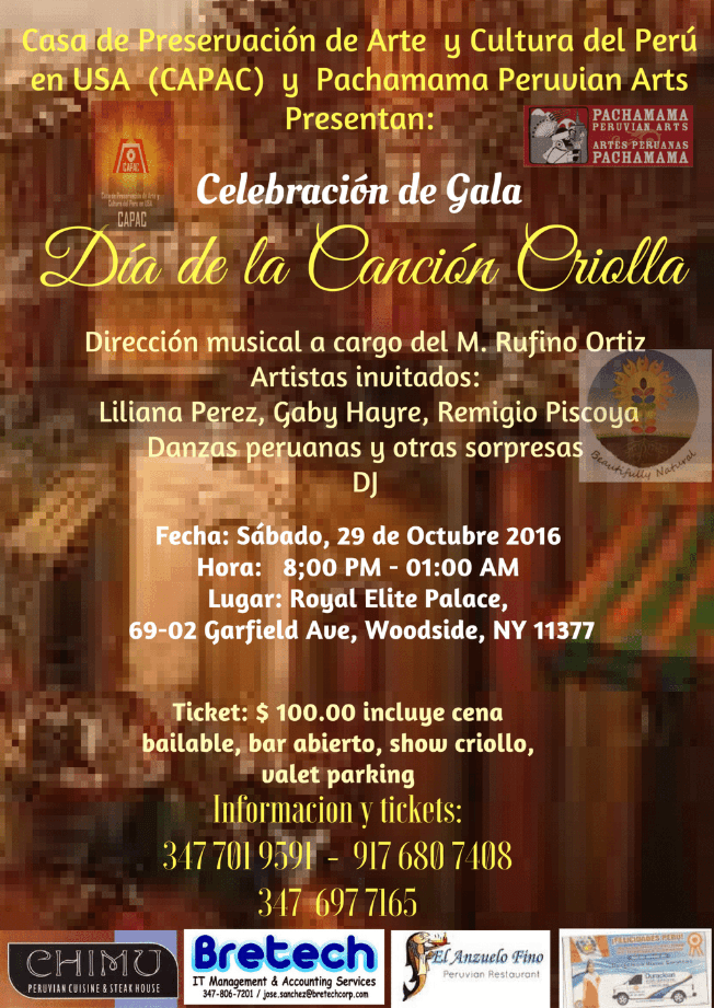 Event - DIA DE LA CANCION CRIOLLA EN NEW YORK - Woodside, New York - 29 de octubre de 2016 | concert tickets