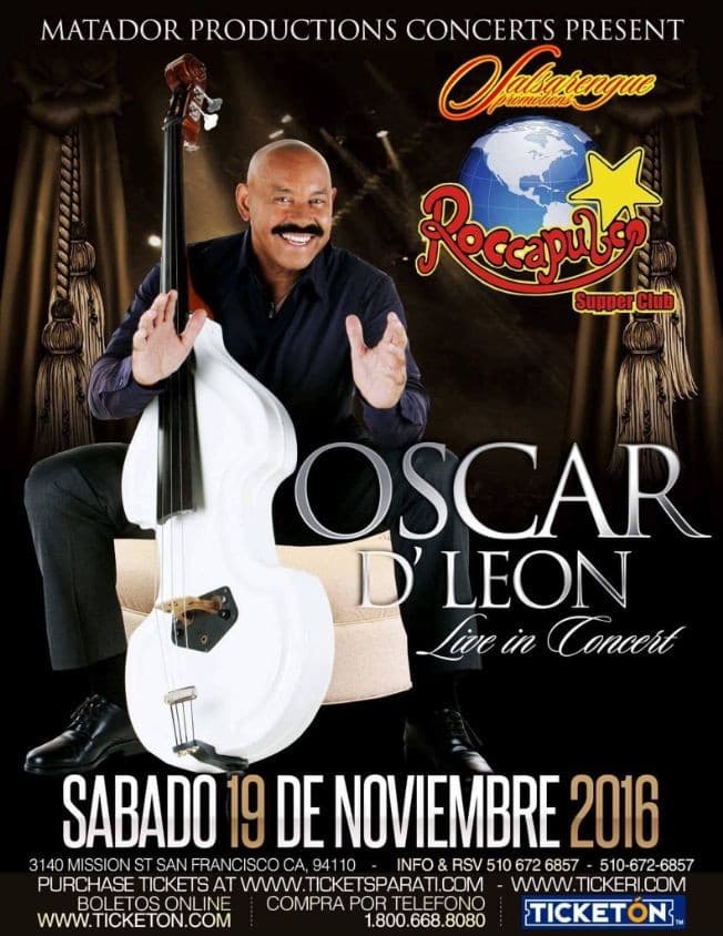 Event - Oscar D' Leon - San Francisco, California - November 19, 2016 | concert tickets