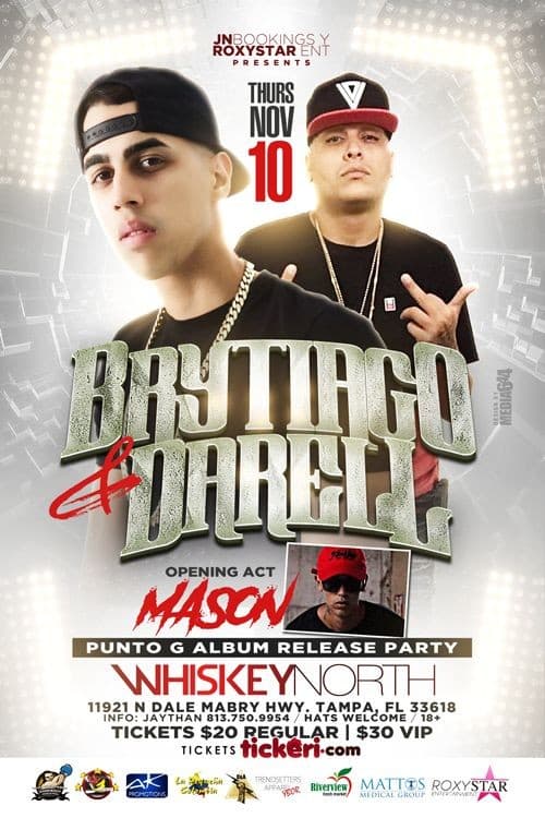 Event - Brytiago & Darell en Concierto at Whiskey North - Tampa, Florida - November 10, 2016 | concert tickets
