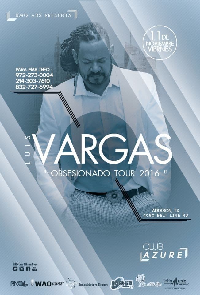 Event - Luis Vargas CANCELED - Addison, Texas - 11 de noviembre de 2016 | concert tickets