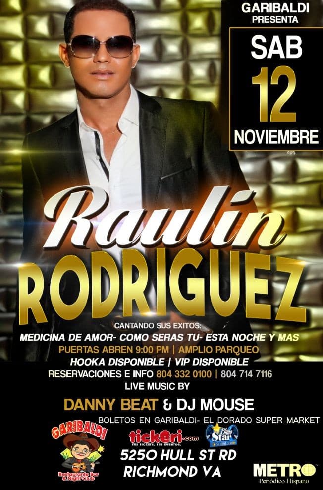 Event - Raulin Rodriguez en concierto - Richmond, Virginia - November 12, 2016 | concert tickets