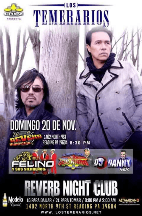 Event - Los Temerarios En Vivo - Reading, Pennsylvania - November 20, 2016 | concert tickets