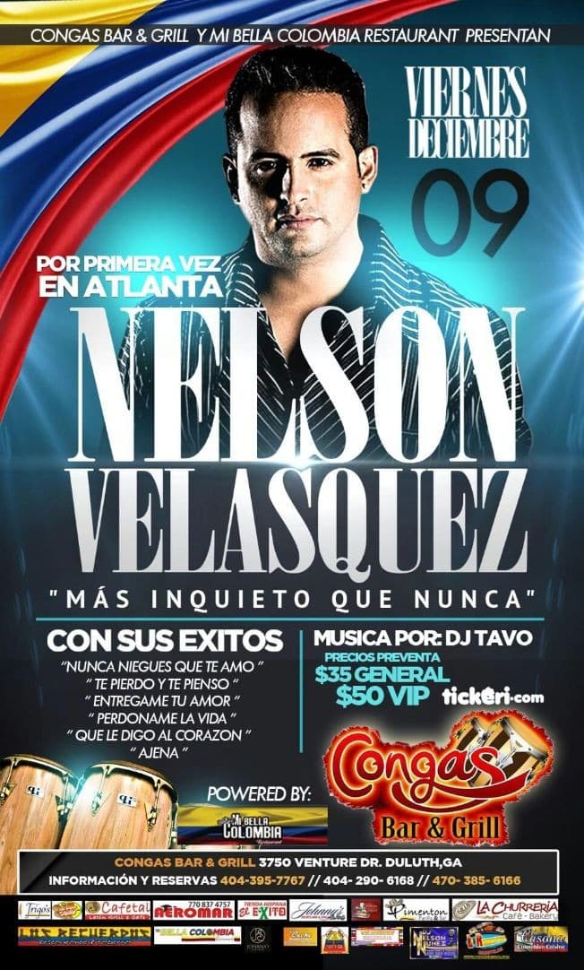 Event - Nelson Velasquez en concierto - Duluth, Georgia - December 9, 2016 | concert tickets