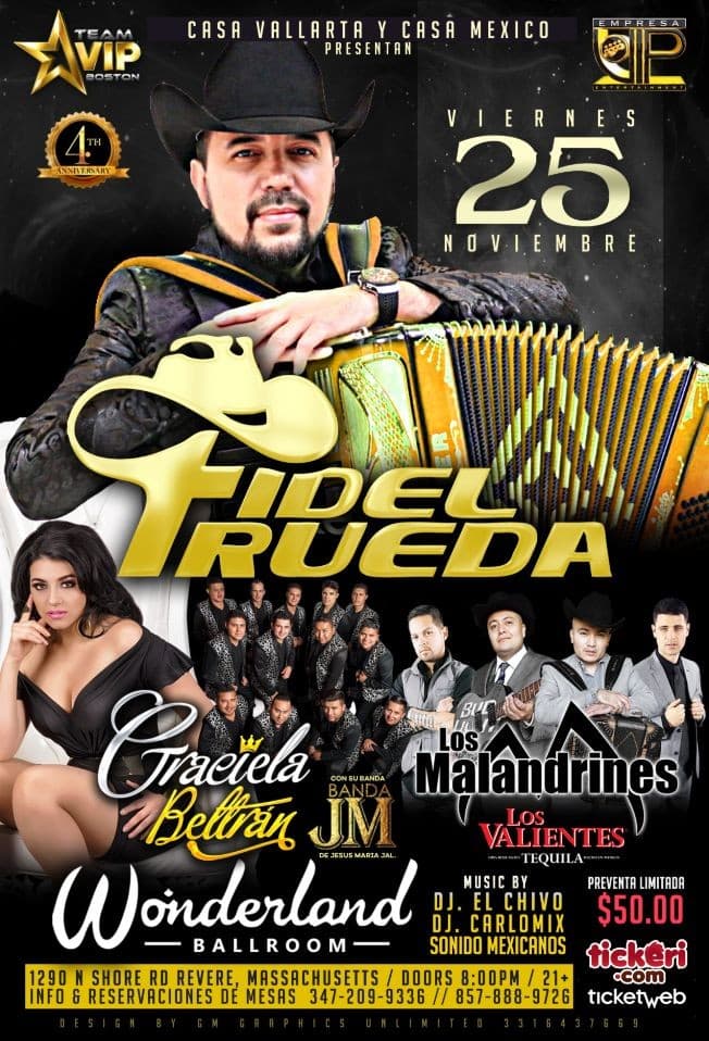 Event - Fidel Rueda-Graciela Beltran-Malandrines - Revere, Massachusetts - 25 de noviembre de 2016 | concert tickets