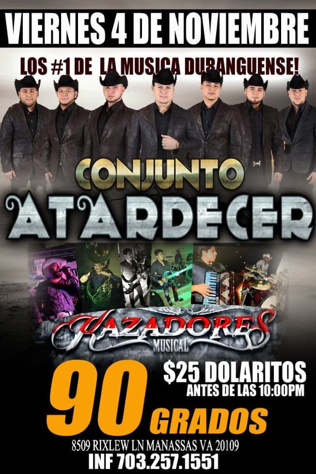 Event - Conjunto Atardecer & Kazadores Musical - Manassas, Virginia - November 4, 2016 | concert tickets