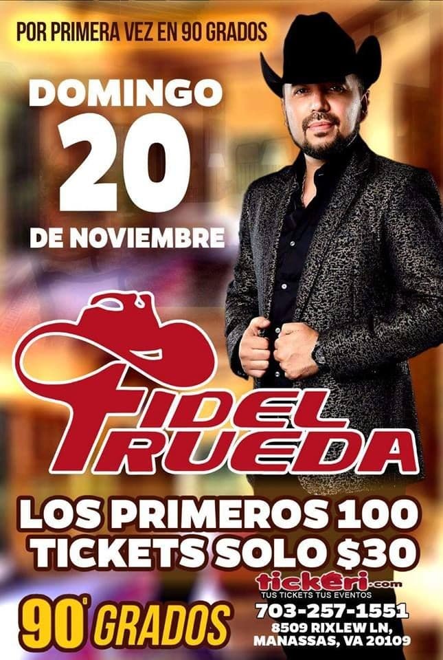 Event - Fidel Rueda en Manassas - Manassas, Virginia - November 20, 2016 | concert tickets