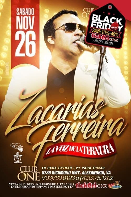 Event - Zacarias Ferreira en Vivo - Alexandria, Virginia - November 26, 2016 | concert tickets